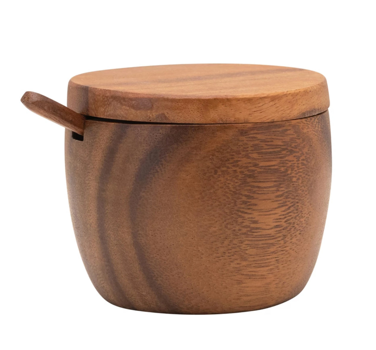 Acacia Wood Covered Jar with Swivel Lid