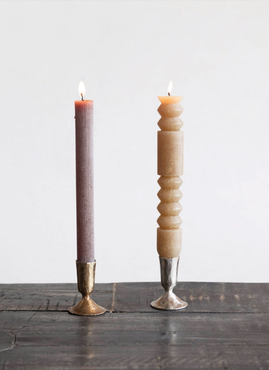 Metal Taper Candle Holder - Silver