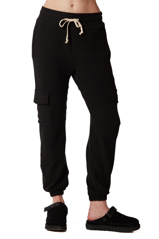 Sweat Pants with Side Pockets - Black