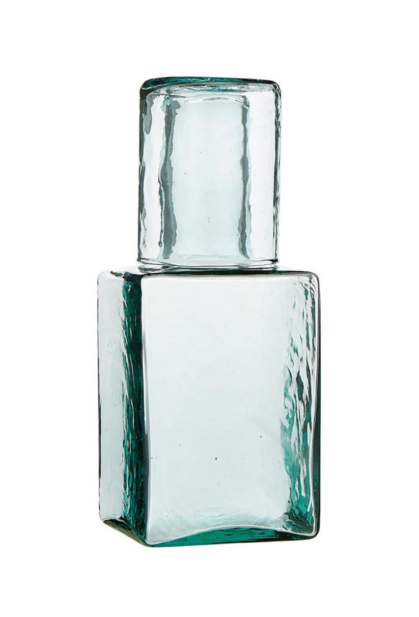 Hammered Glass Decanter with Drinking Glass