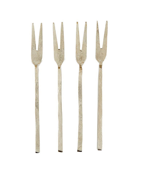 Hammered Silver Appetizer Forks - Set of 4