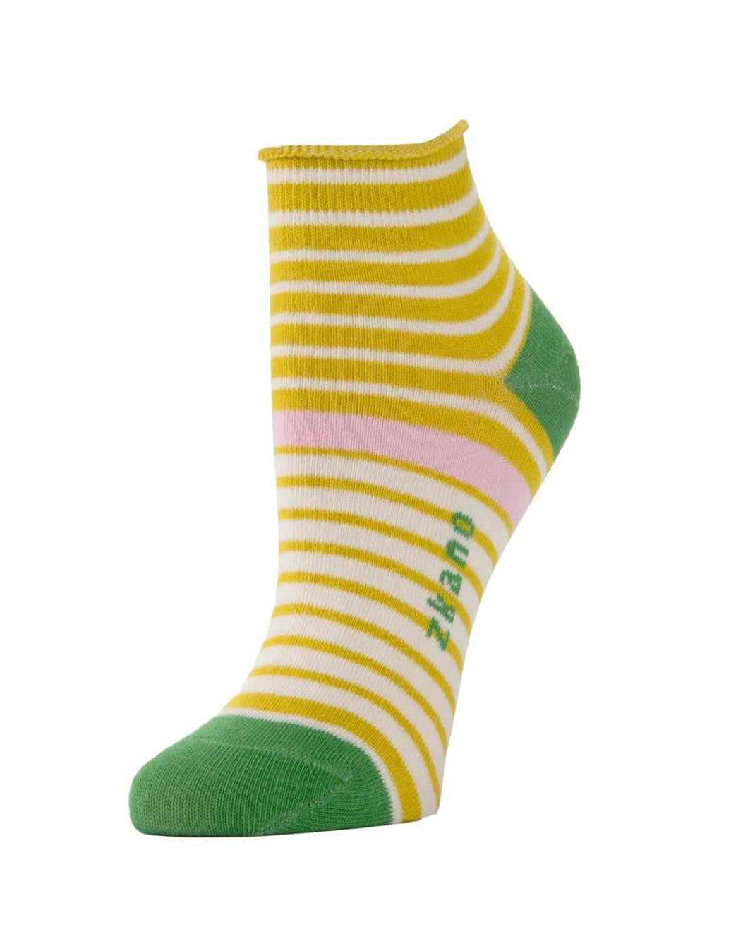 Rosette Striped Anklet Socks - Citron