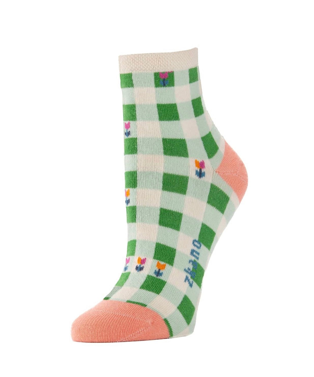 Tulip Checked Anklet Socks - Kelly