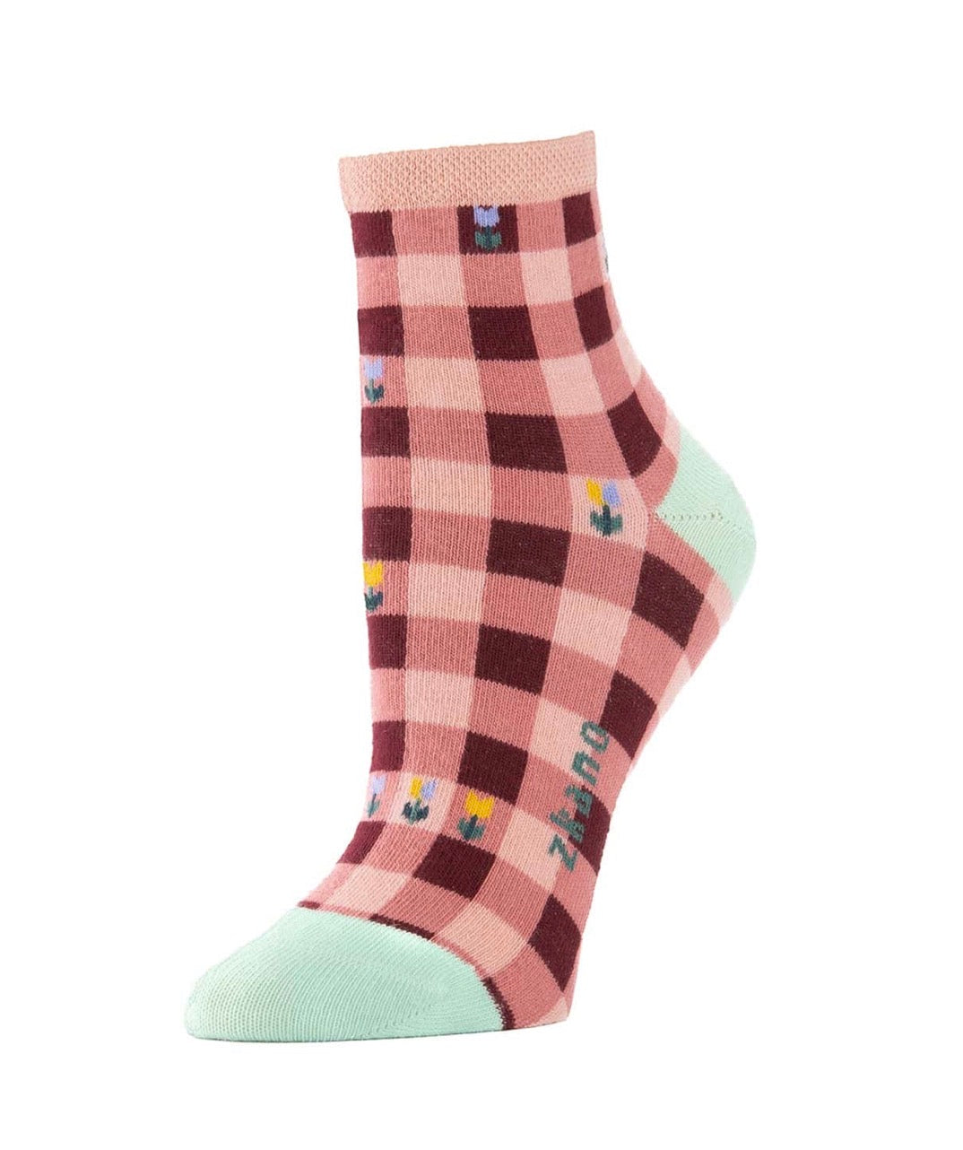 Tulip Checked Anklet Socks - Blush