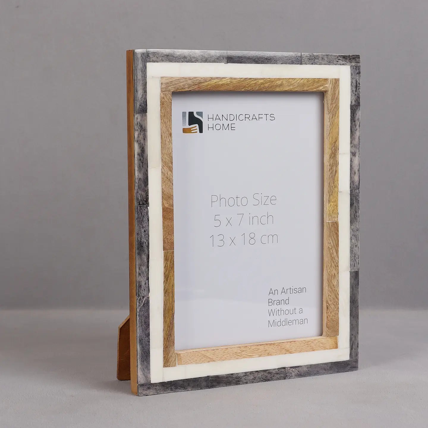 Bone & Mango Wood Inlay Layered Picture Frame - Neutral - 5 x 7 Inches