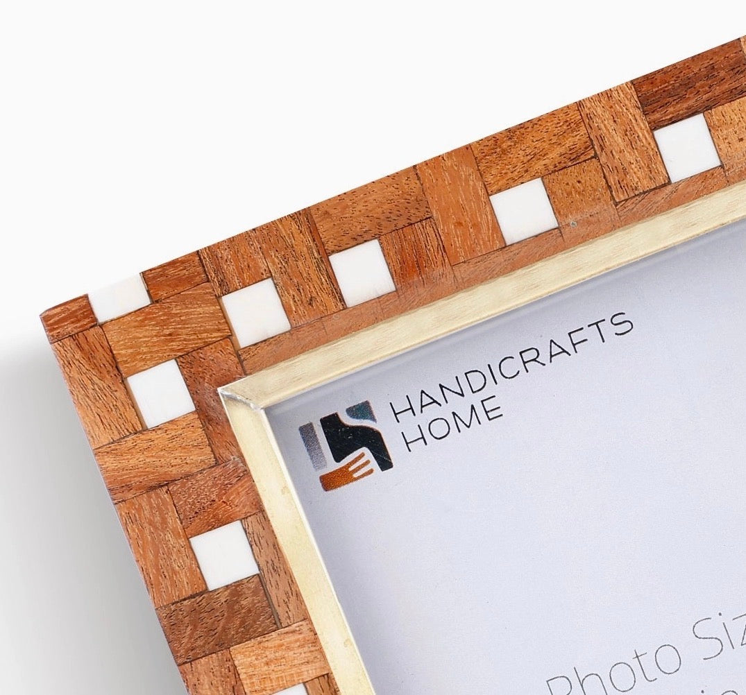 Halo Parquet Pattern Wood & Resin Photo Frame - 5 x 7 Inches