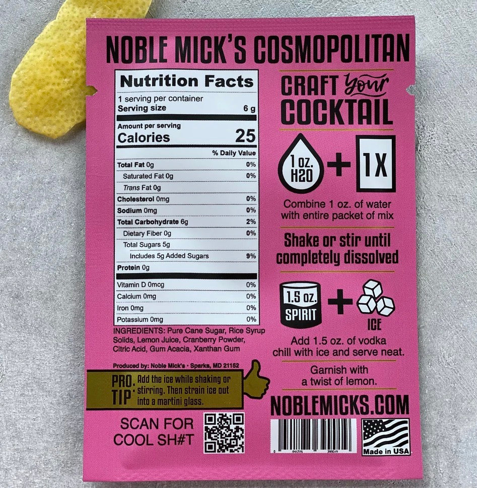 Cosmopolitan Single Serve Cocktail/Mocktail Mix