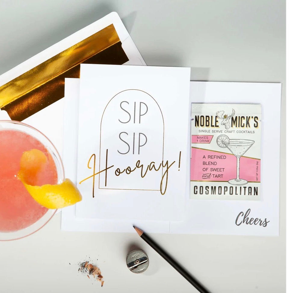 Sip Sip Greeting Card with Cosmopolitan Cocktail/Mocktail Mix