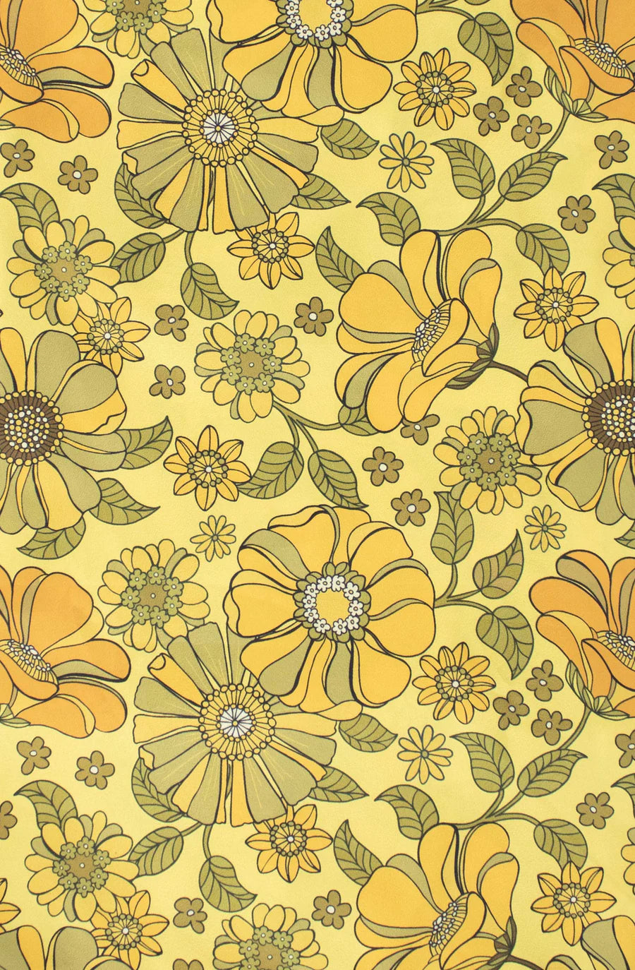 Retro Flowers Print Reusable Bag - Yellow