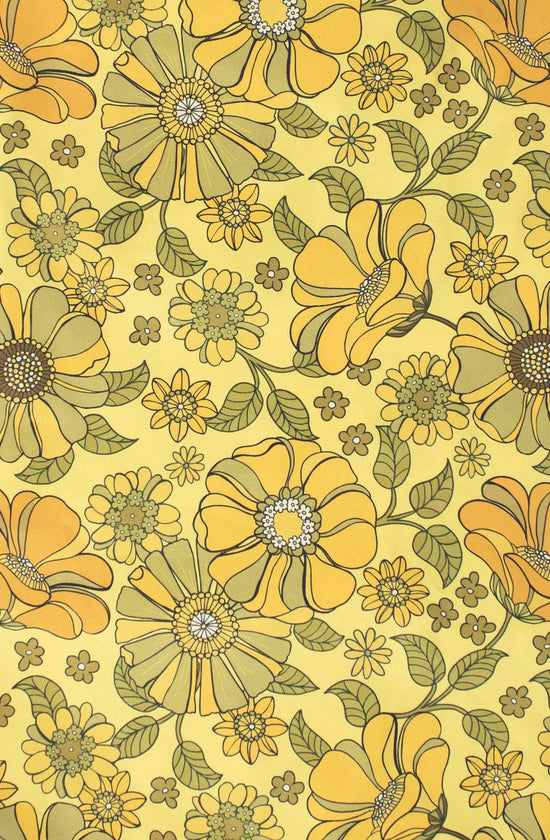 Retro Flowers Print Reusable Bag - Yellow