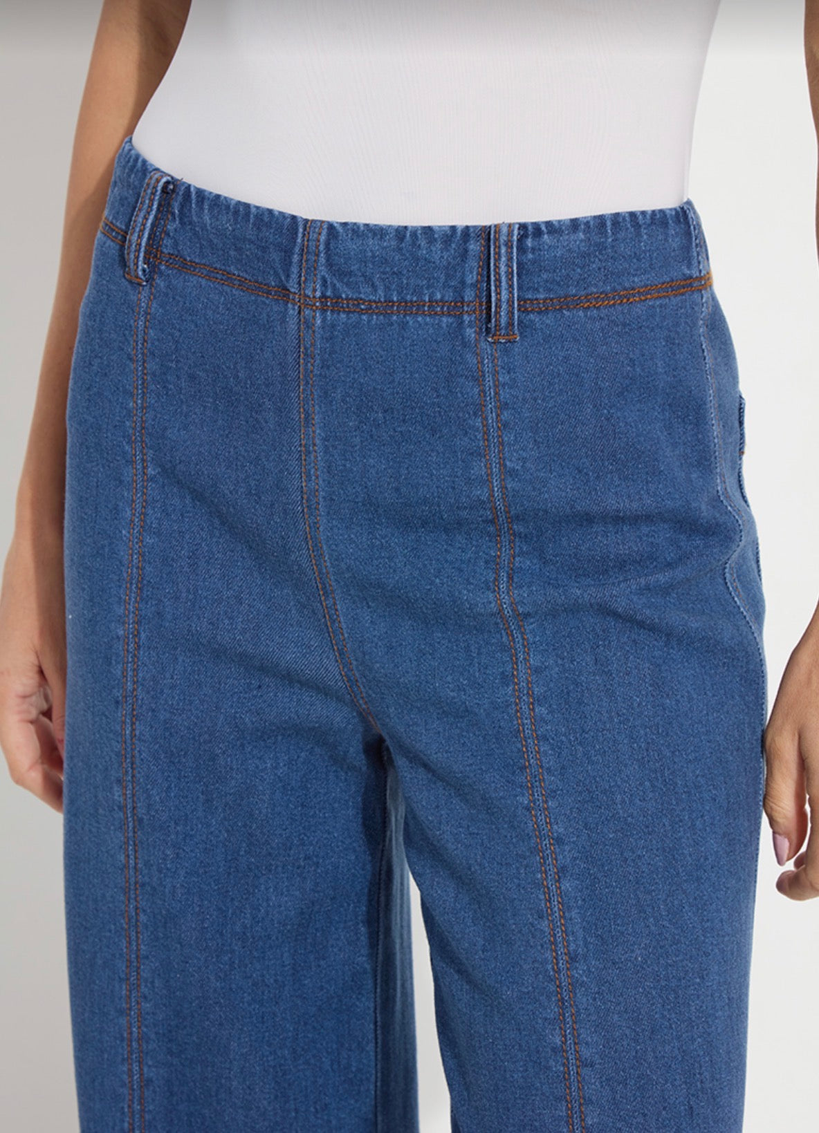Irabella Fringed Wide Leg Denim Jeans - Mid Wash