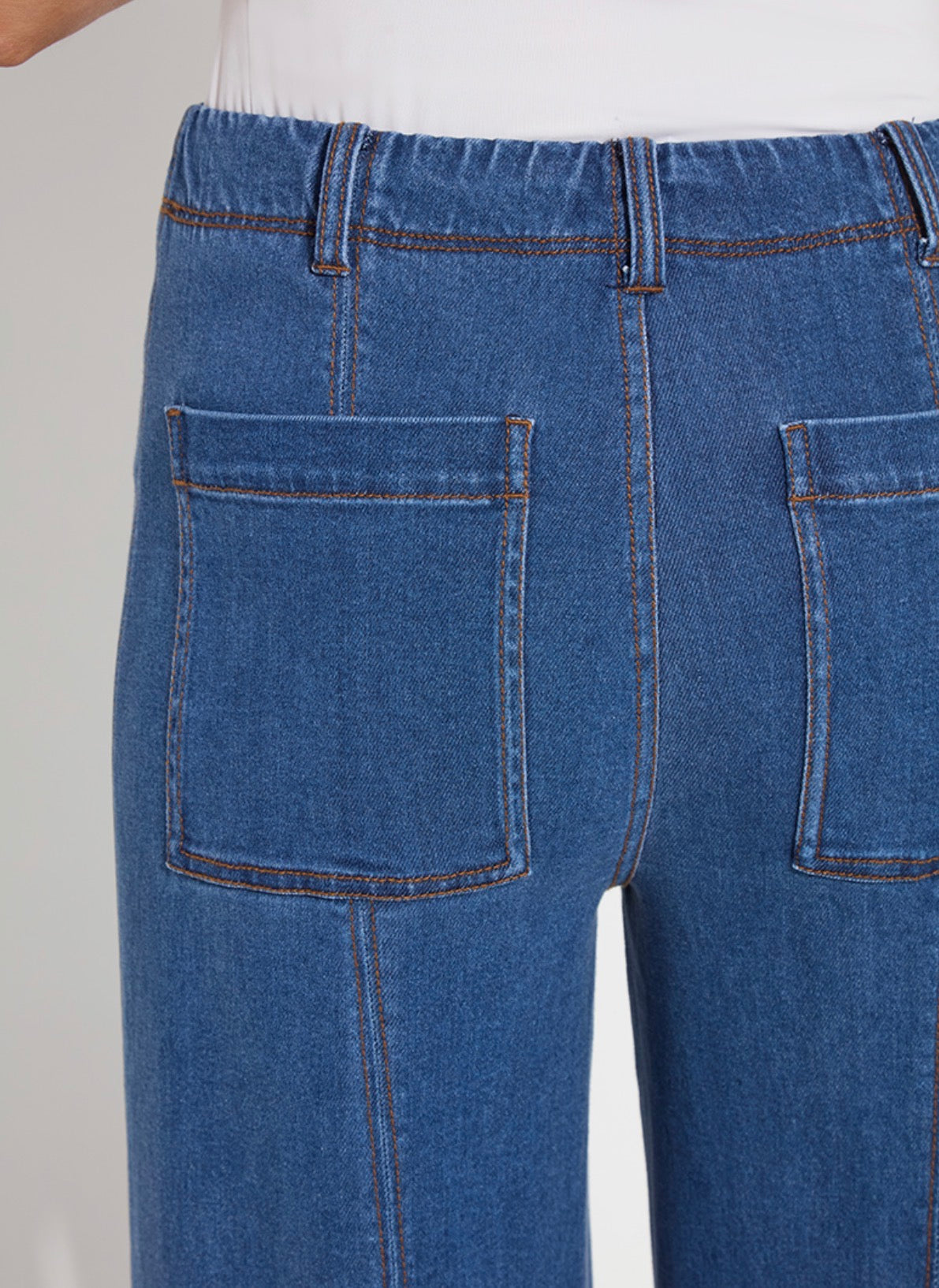 Irabella Fringed Wide Leg Denim Jeans - Mid Wash