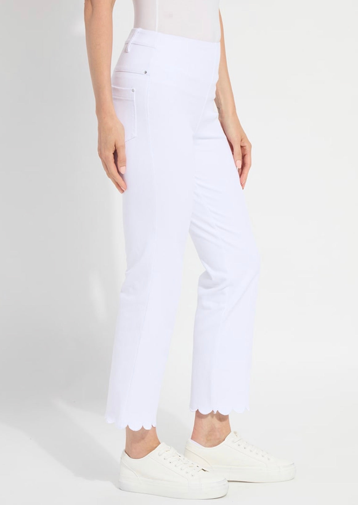 Sage Scallop Edge Ankle Baby Boot Jeans - White