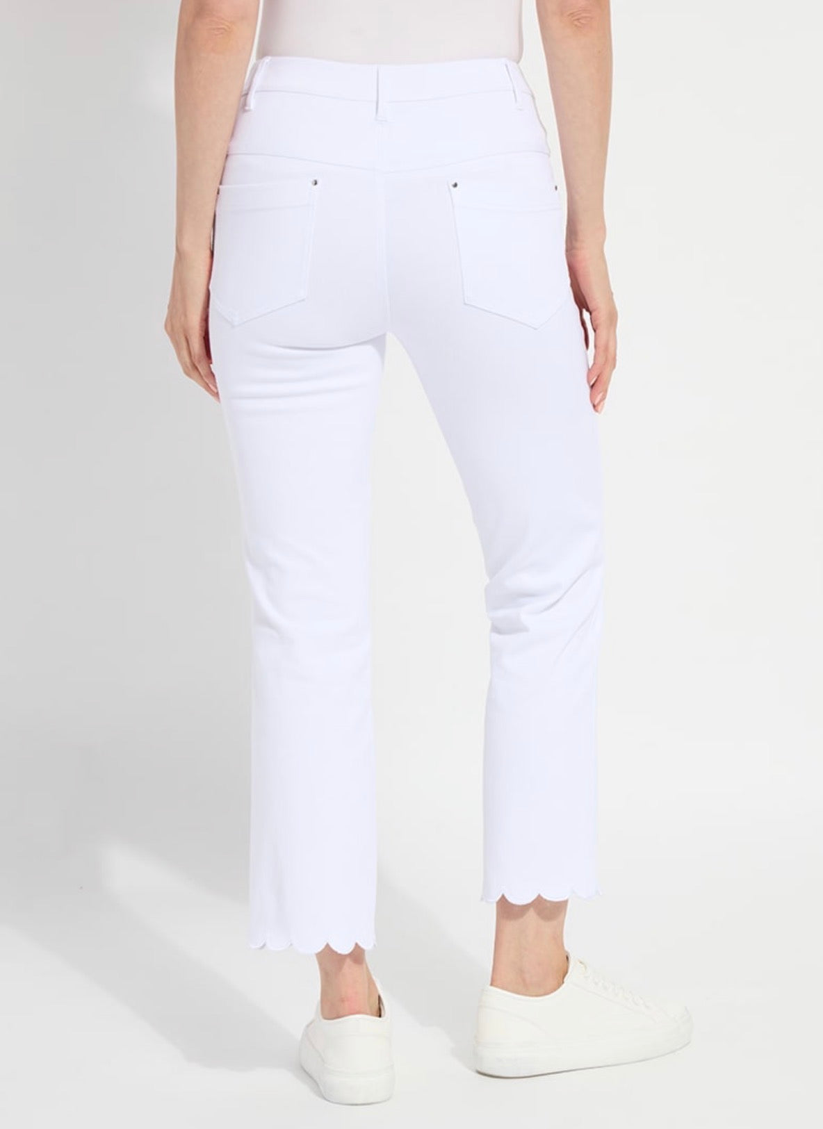 Sage Scallop Edge Ankle Baby Boot Jeans - White