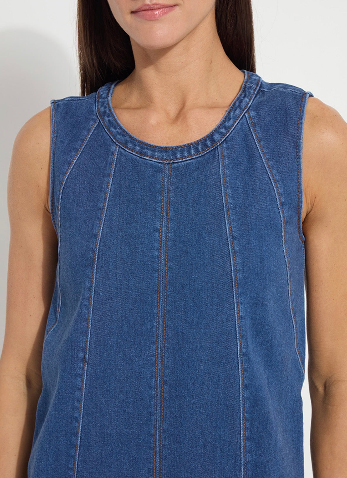 Irabella Fringed Denim Top - Mid Wash