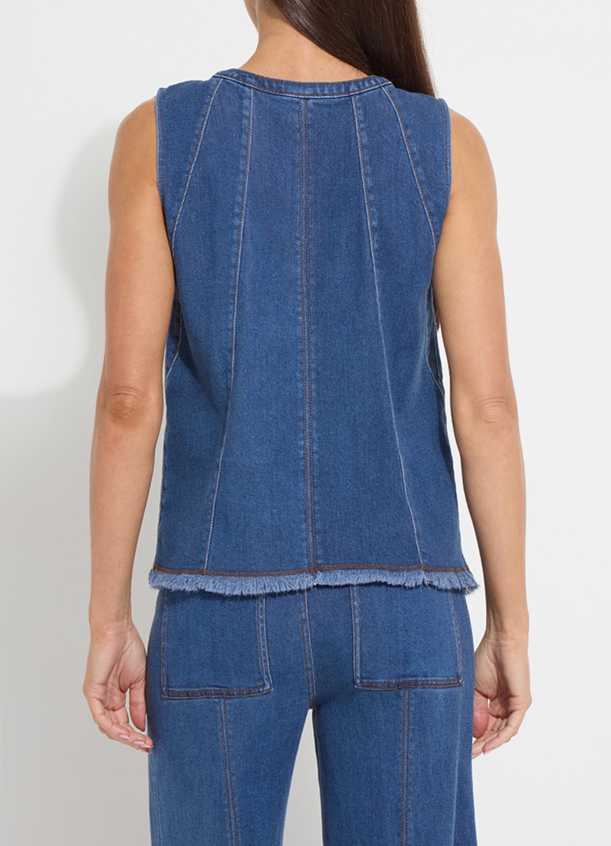 Irabella Fringed Denim Top - Mid Wash