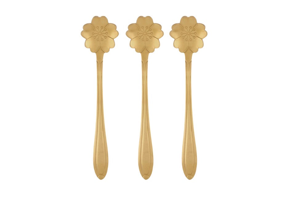 Flower-Shaped Teaspoons - Gold