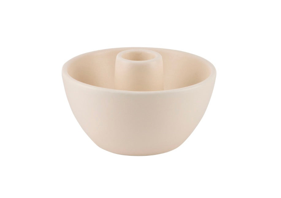 Bowl-Shaped Taper Candle Holder - Ivory
