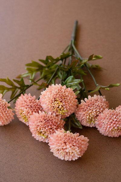 Faux Zinnia Flowers - Bundle of 7 - Light Pink