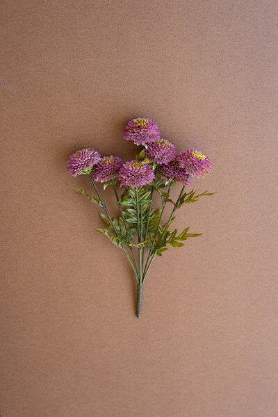 Faux Zinnia Flowers - Bundle of 7 - Purple