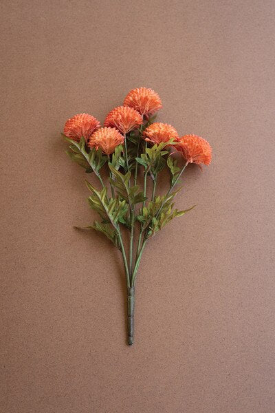 Faux Zinnia Flowers - Bundle of 7 - Orange