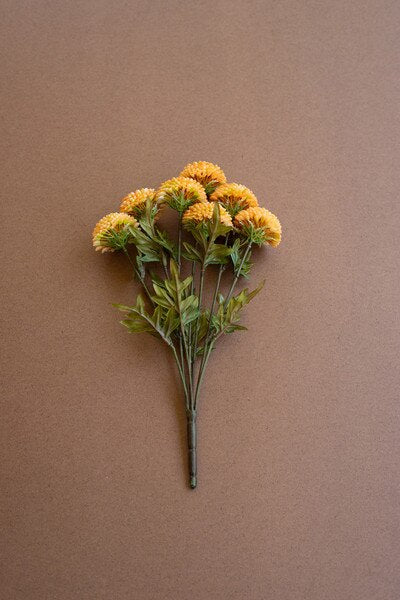 Faux Zinnia Flowers - Bundle of 7 - Yellow