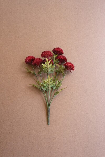 Faux Zinnia Flowers - Bundle of 7 - Red