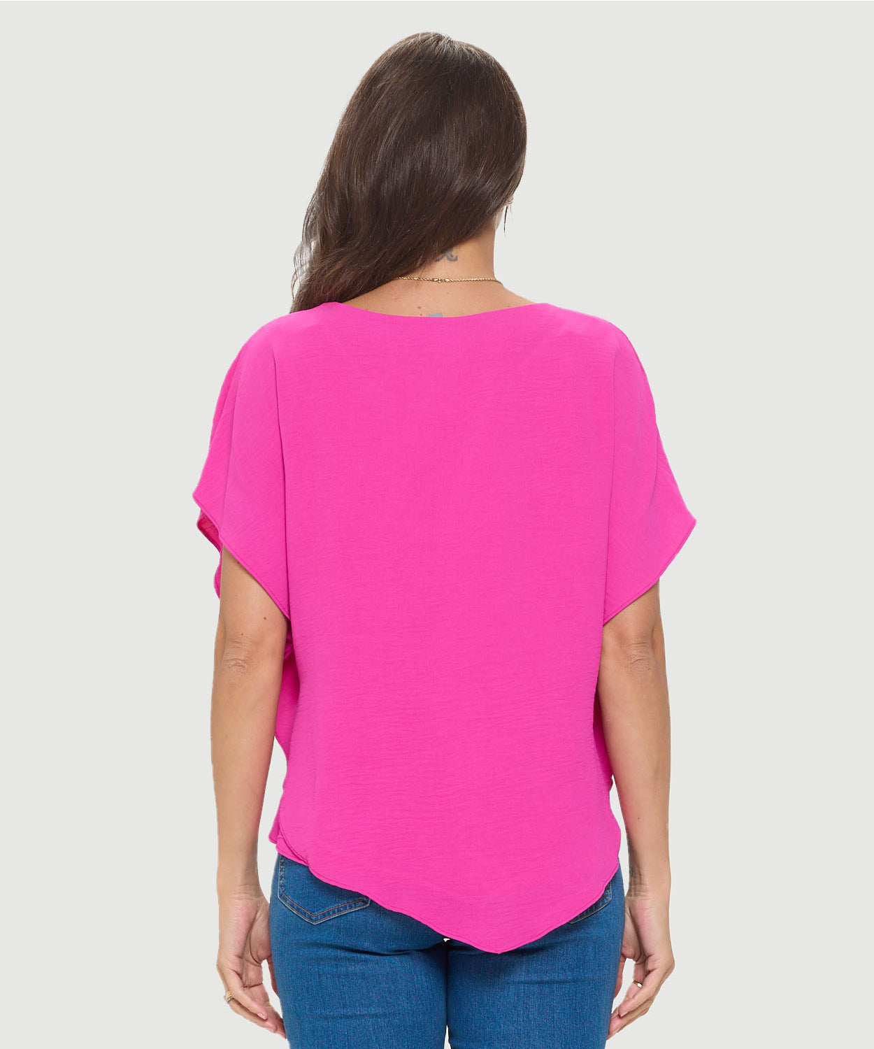 Flowy Batwing Top with Overlay - Berry