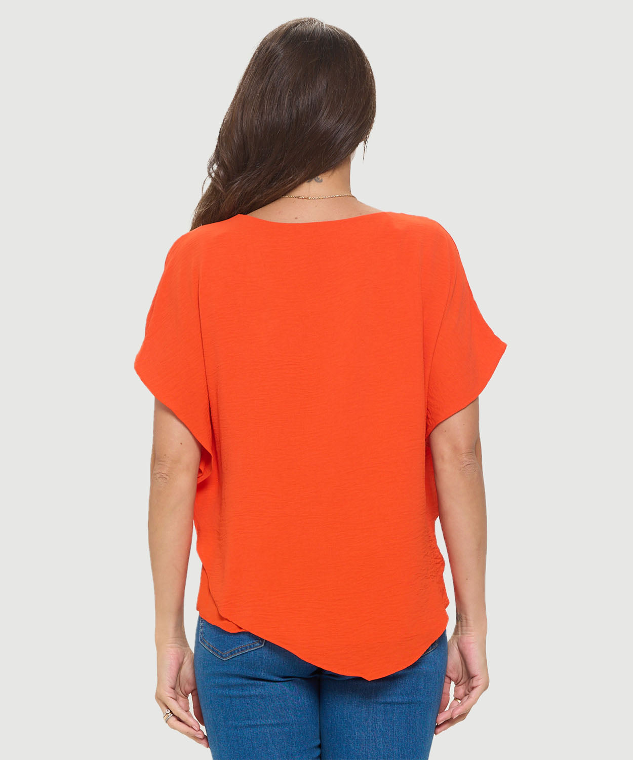 Flowy Batwing Top with Overlay - Tangerine