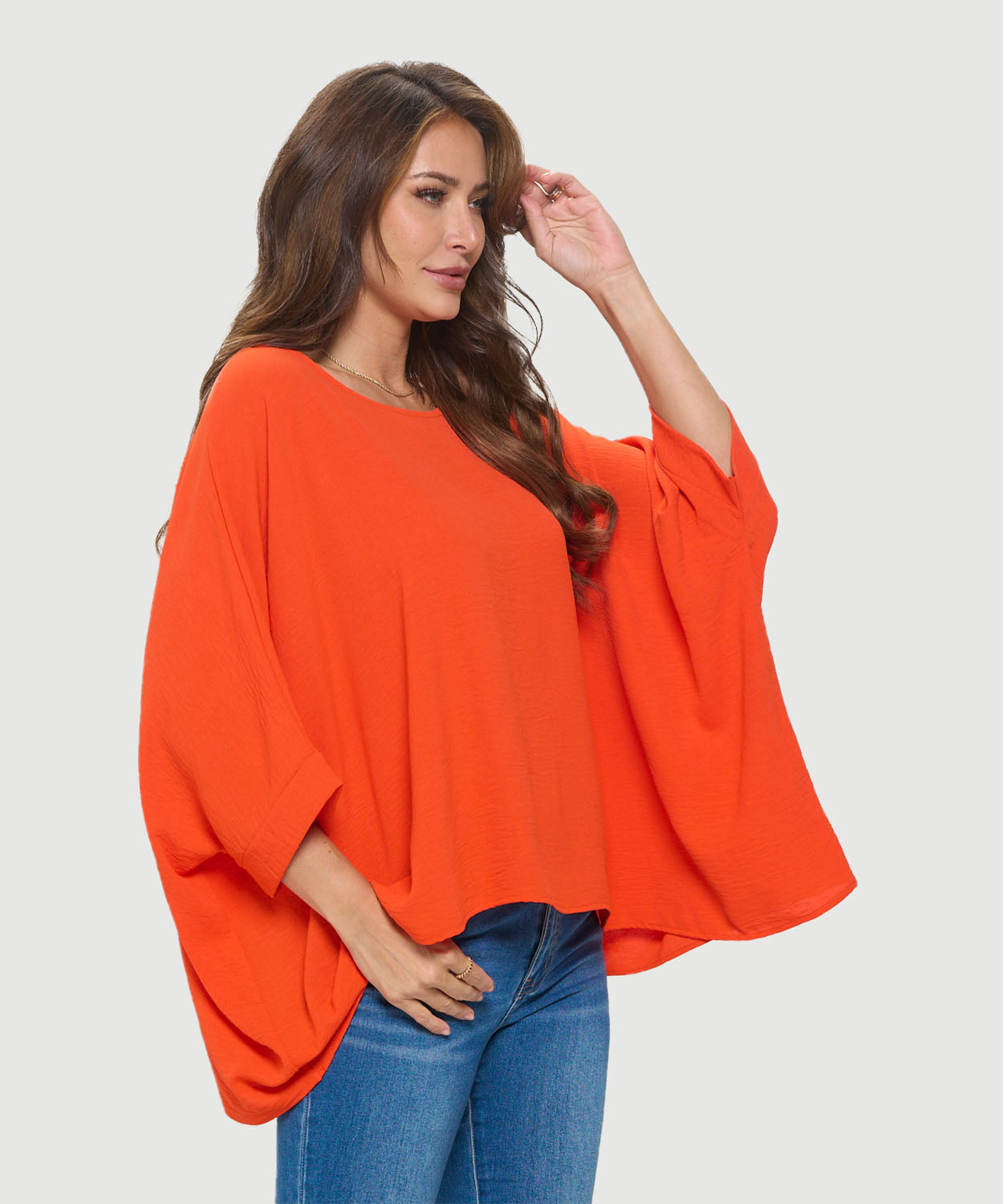 Airflow Boxy Dolman Sleeve Top - Tangerine