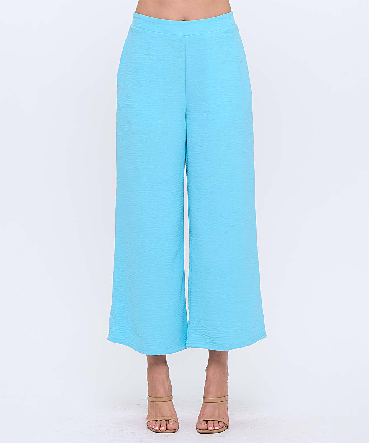 Wide Leg Woven Pants - Turquoise