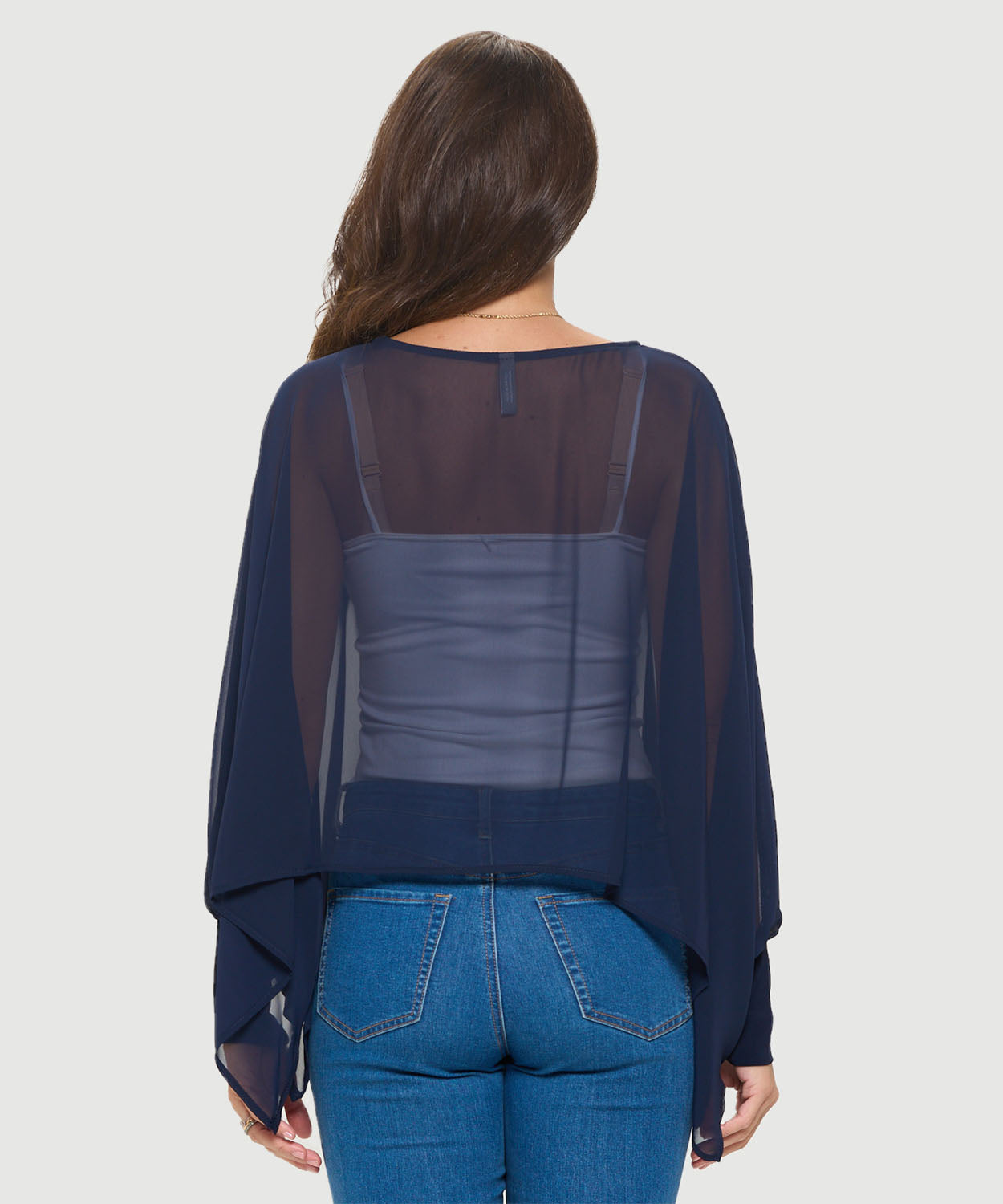 Chiffon Batwing Top with Arm Cuffs