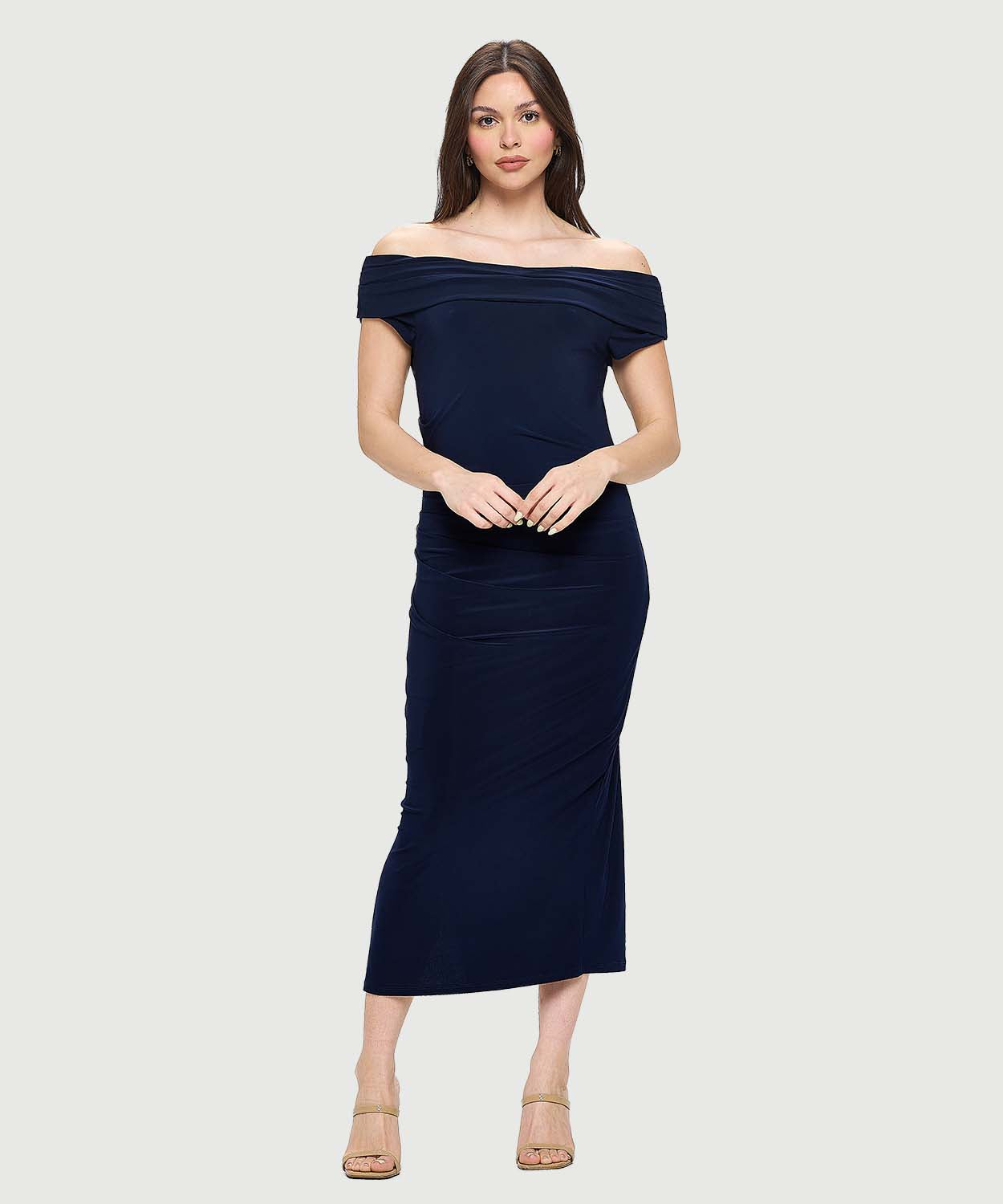 Boat Neck Maxi Dress - Navy