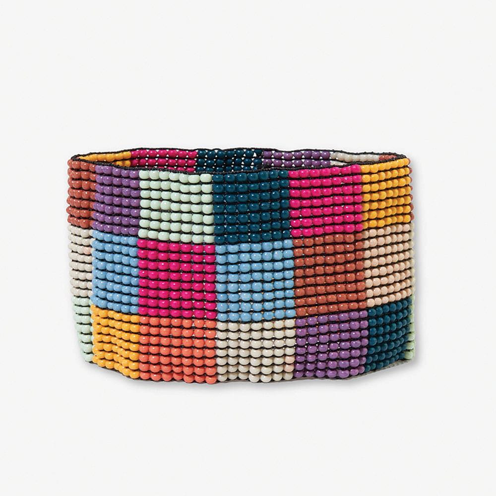 Penelope Checkered Beaded Stretch Bracelet - Multi