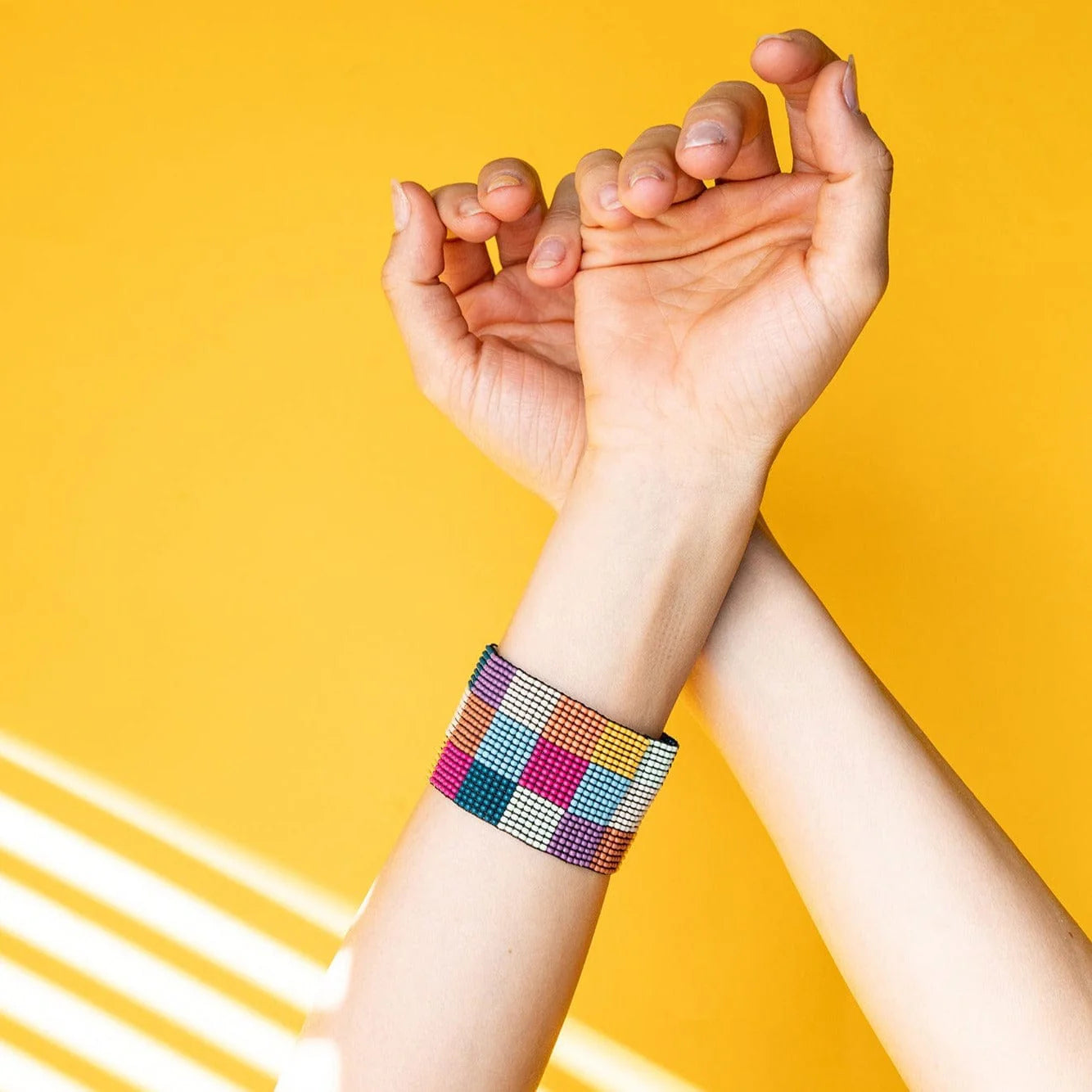 Penelope Checkered Beaded Stretch Bracelet - Multi