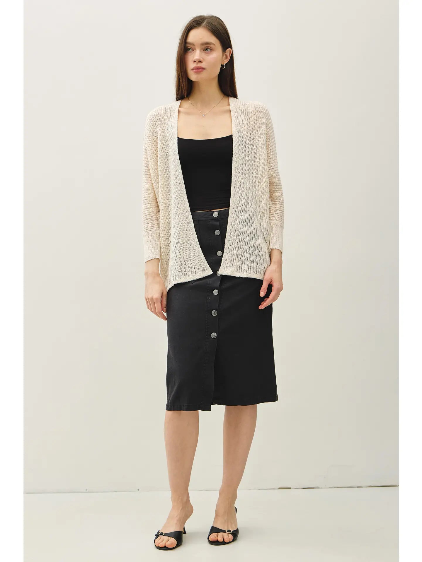 Lightweight Open Cardigan Sweater - Ivory