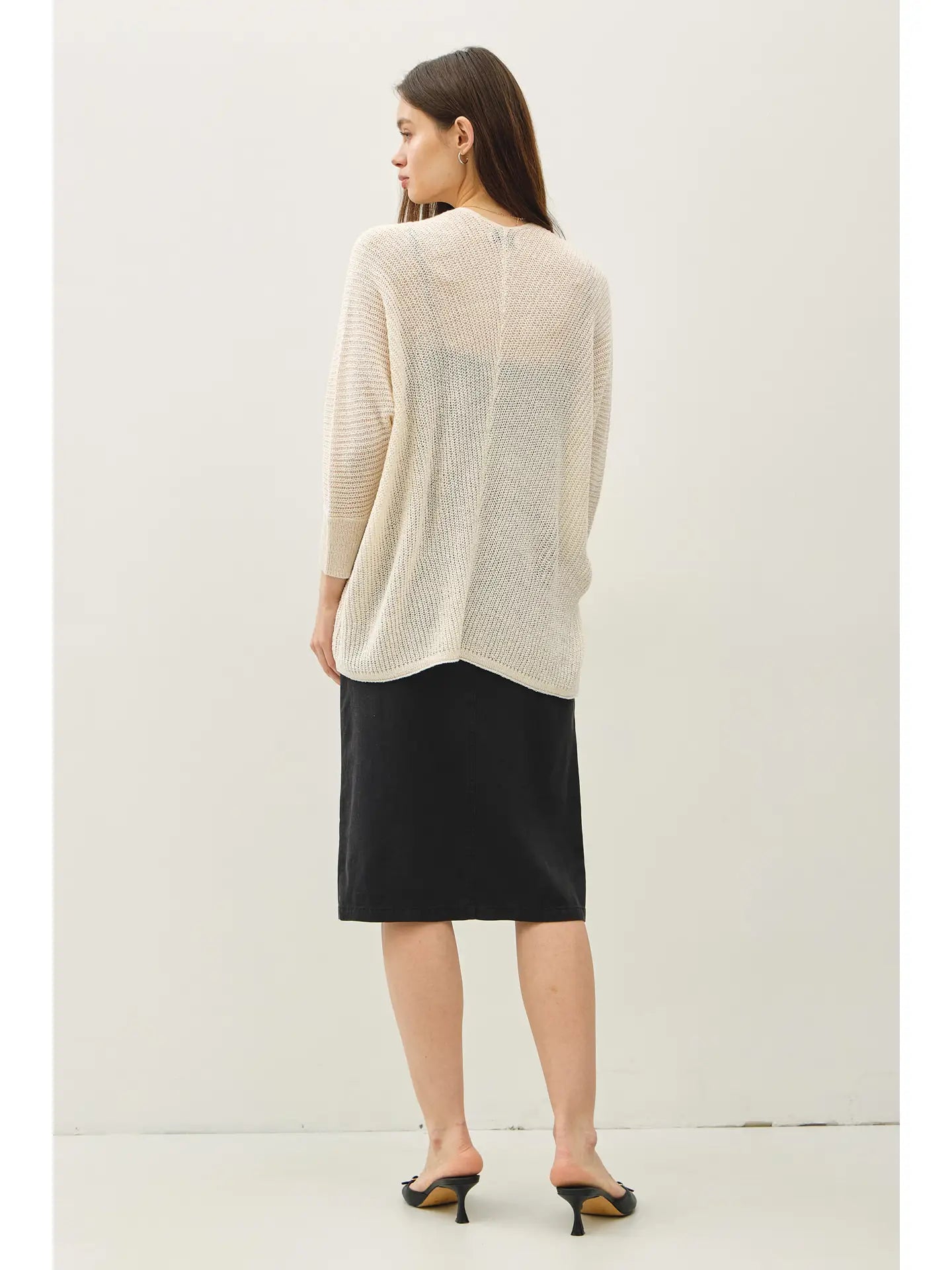 Lightweight Open Cardigan Sweater - Ivory