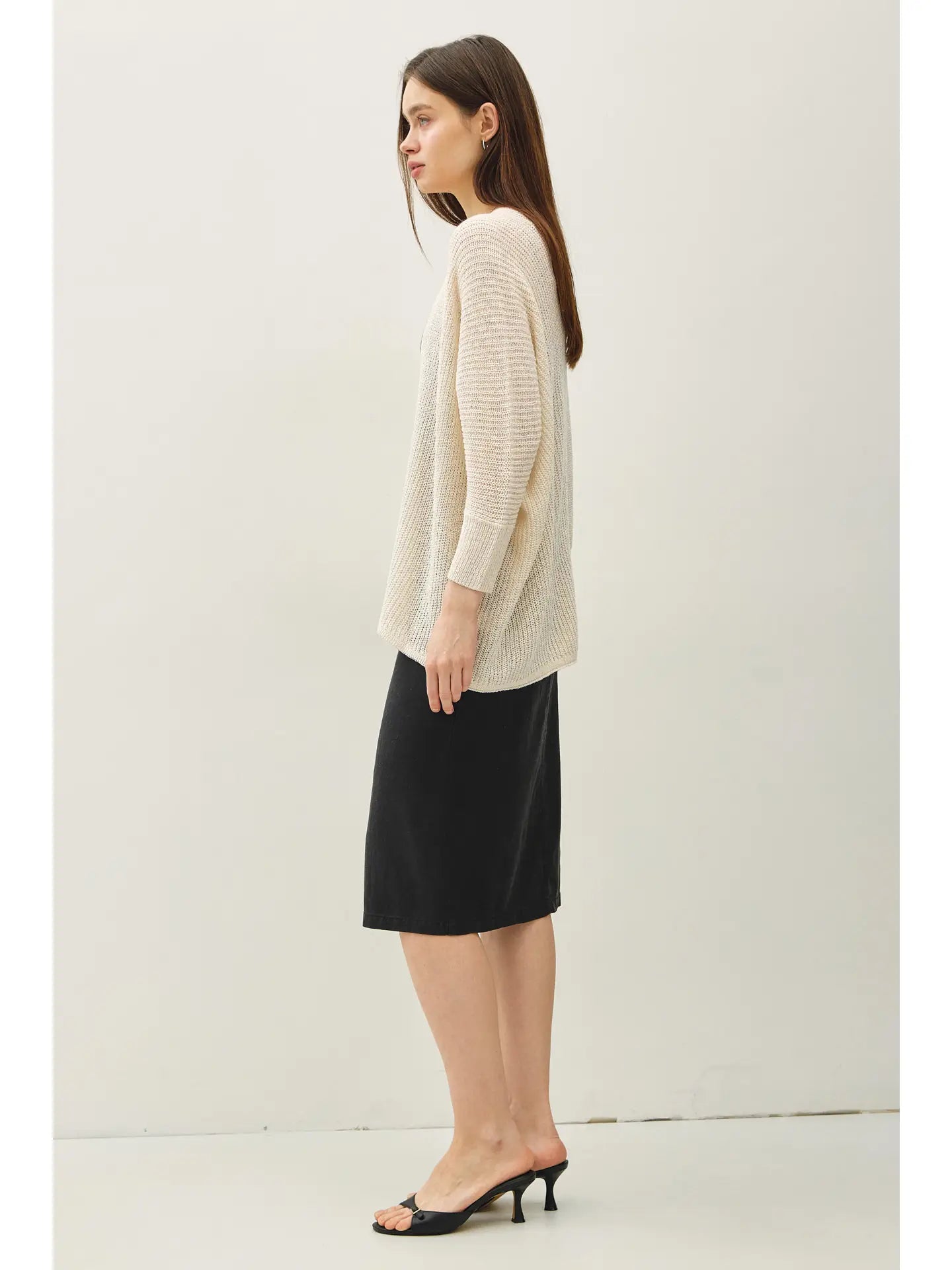 Lightweight Open Cardigan Sweater - Ivory