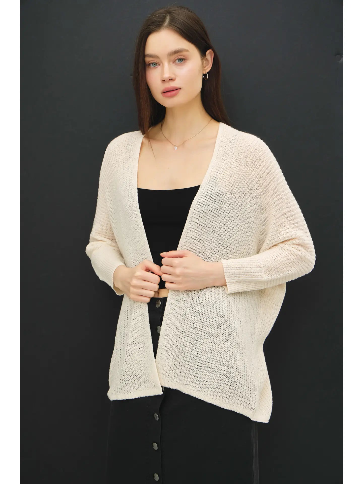 Lightweight Open Cardigan Sweater - Ivory