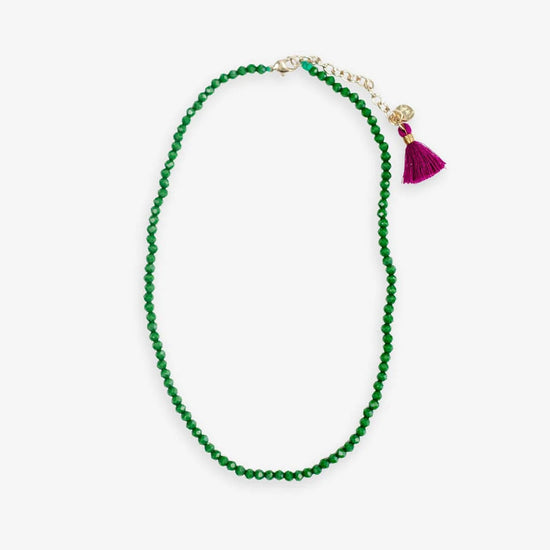 Hayden Solid Single Strand Crystal Beaded Necklace - Emerald