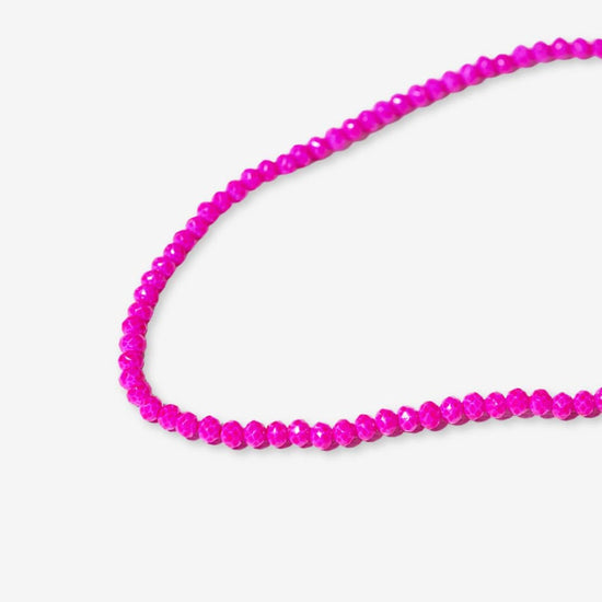 Hayden Solid Single Strand Crystal Beaded Necklace - Hot Pink