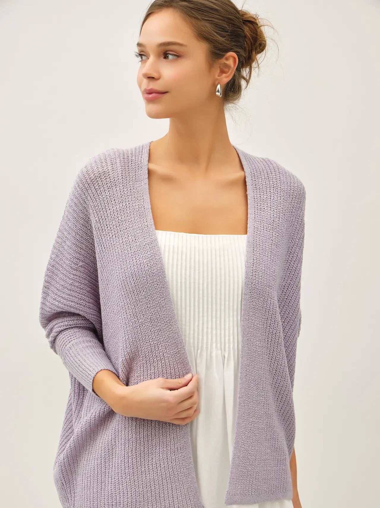 Lightweight Open Cardigan Sweater - Steel Blue