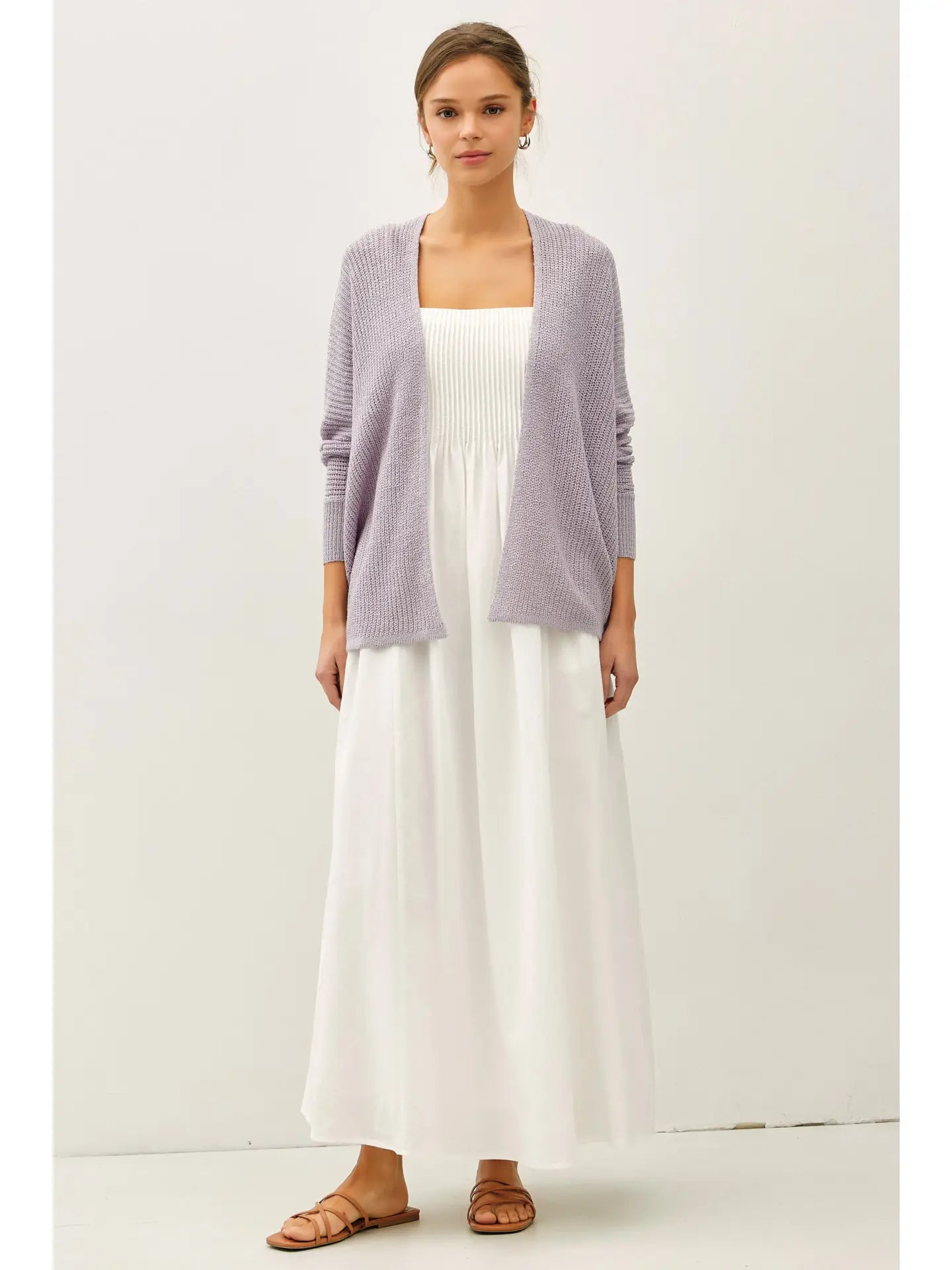 Lightweight Open Cardigan Sweater - Steel Blue
