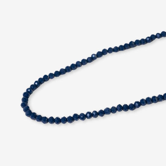 Hayden Solid Single Strand Crystal Beaded Necklace - Navy