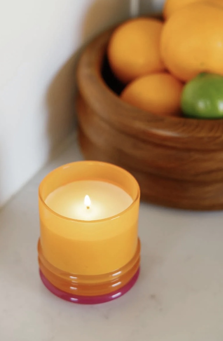 Stacked Glass Candle - Orange/Hot Pink - Infrared Mango
