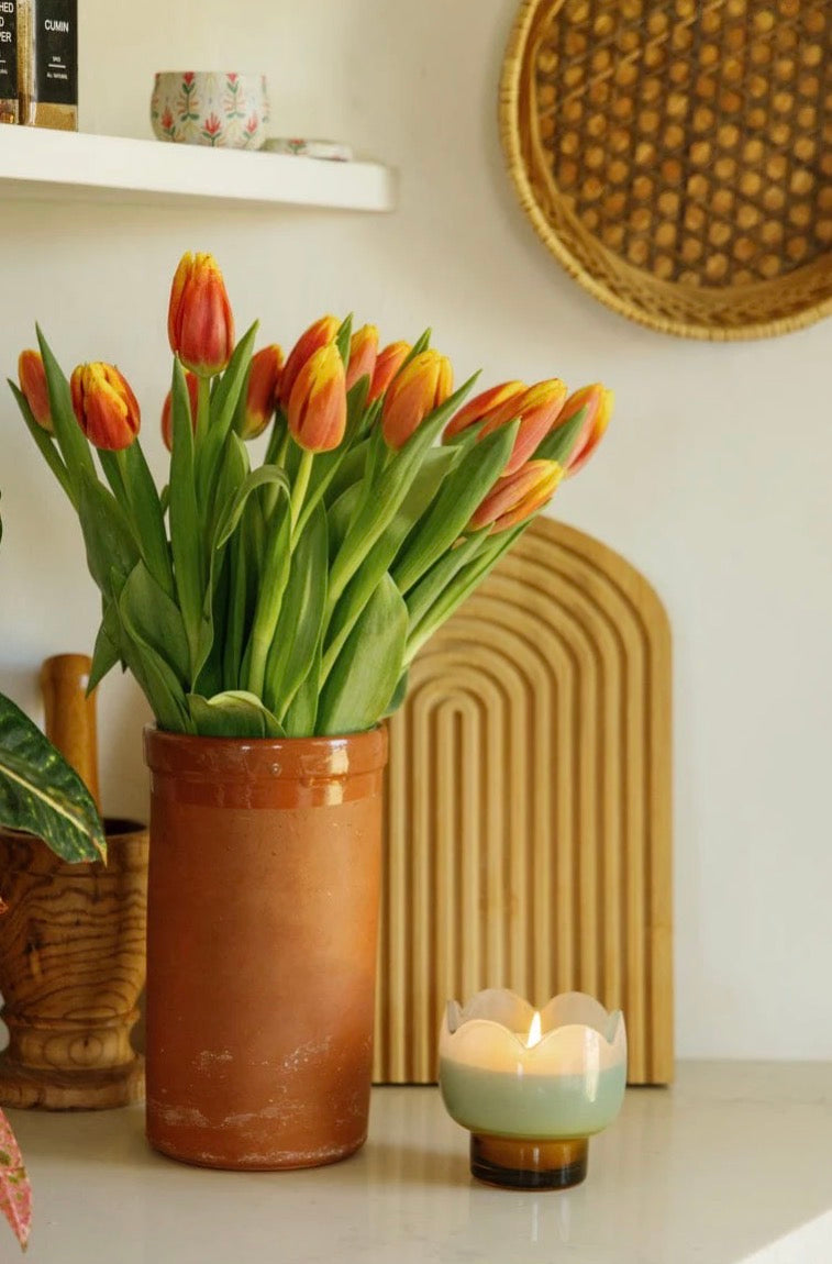 Tulip Glass Candle - Blue - Wisteria & Willow