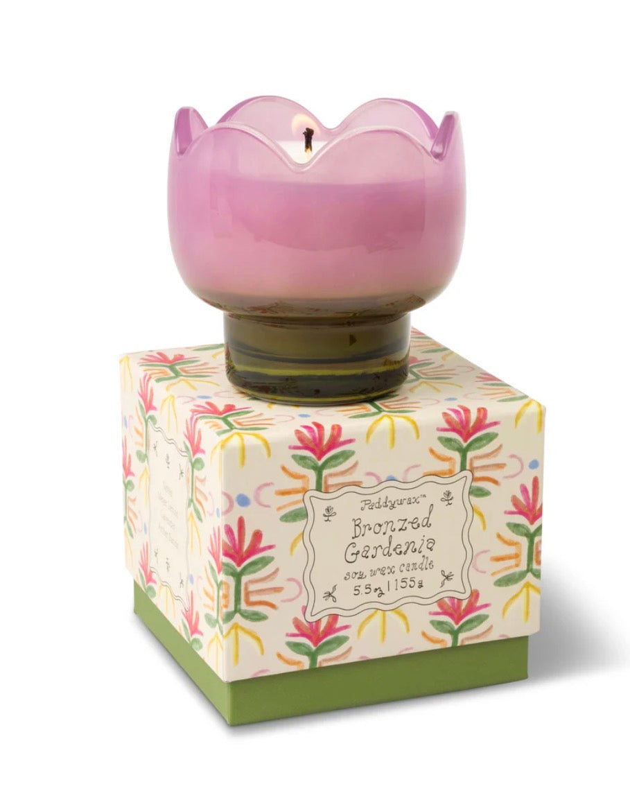 Tulip Glass Candle - Purple - Bronzed Gardenia