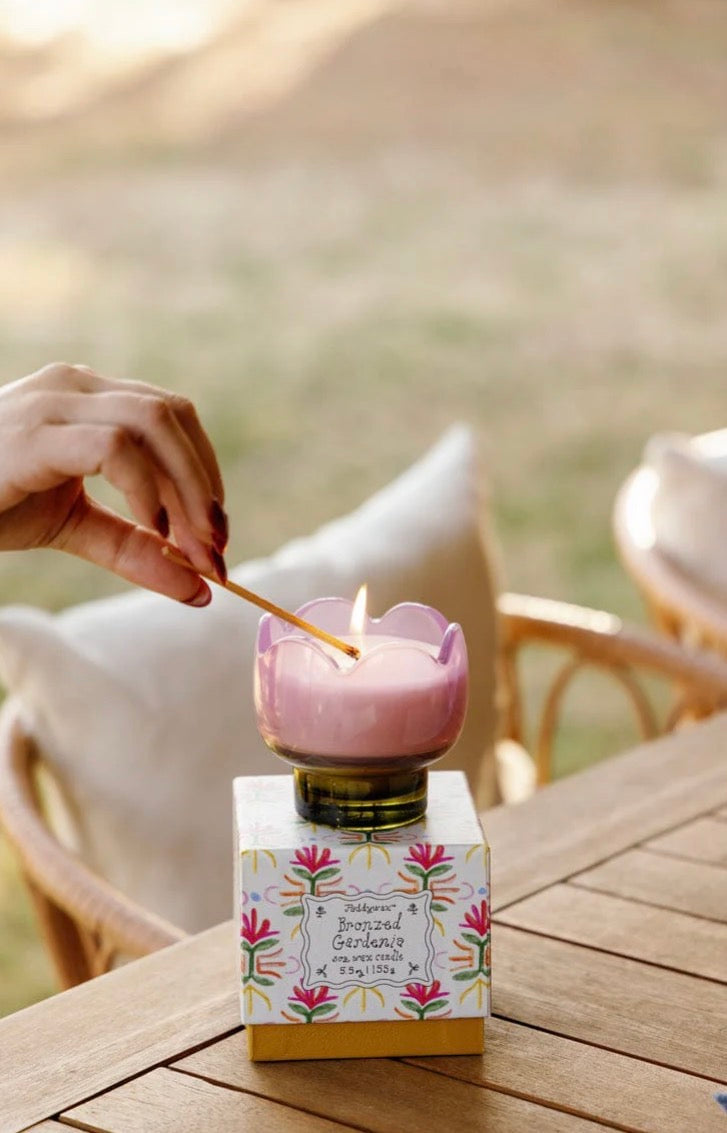 Tulip Glass Candle - Purple - Bronzed Gardenia