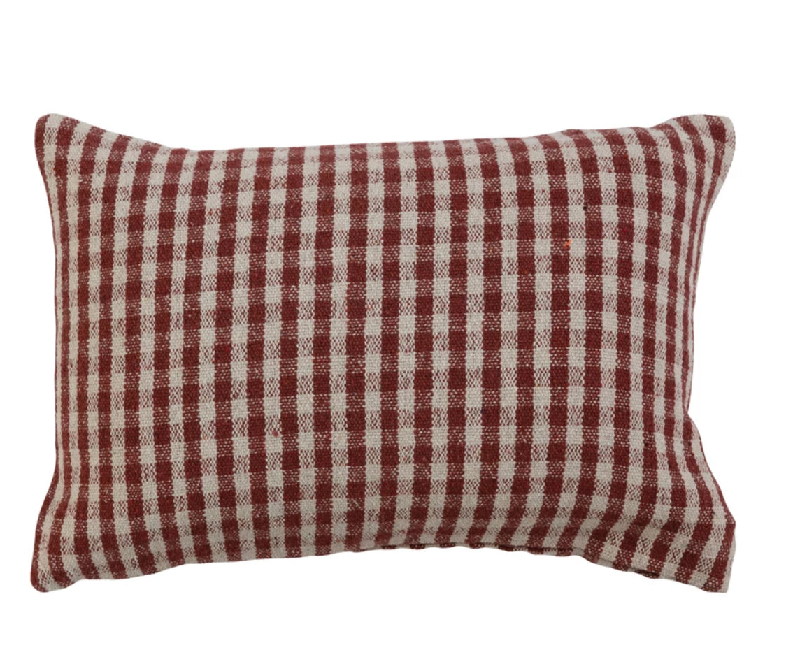 Gingham Lumbar Pillow - Rust