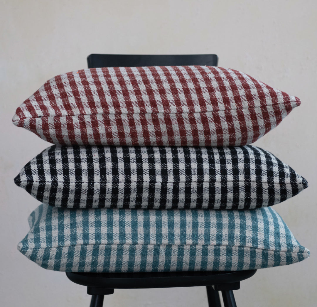 Gingham Lumbar Pillow - Rust